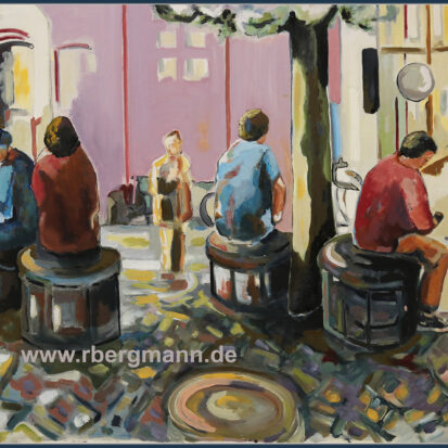 Rainer Bergmann: The Break. 60 x 80 cm, Öl auf Leinwand, 2022. The break, Zeit zum Ausruhen, Nachdenken und neu ausrichten.
