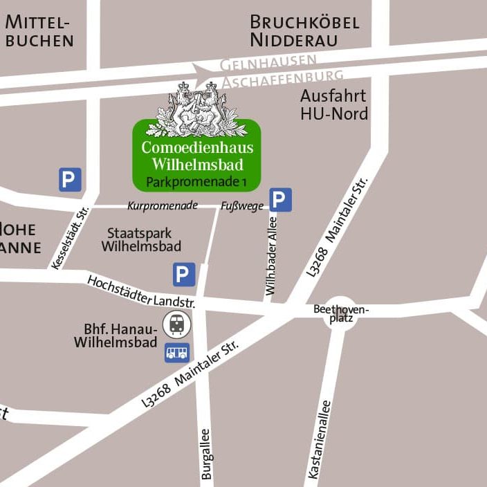 Comoedienhaus Wilhelmsbad Anfahrtsplan und Parkplaetze